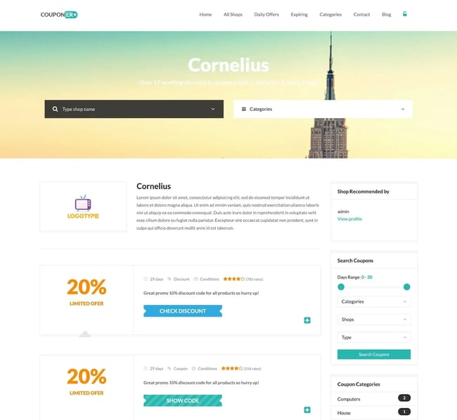 Wordpress coupon themes, Couponer