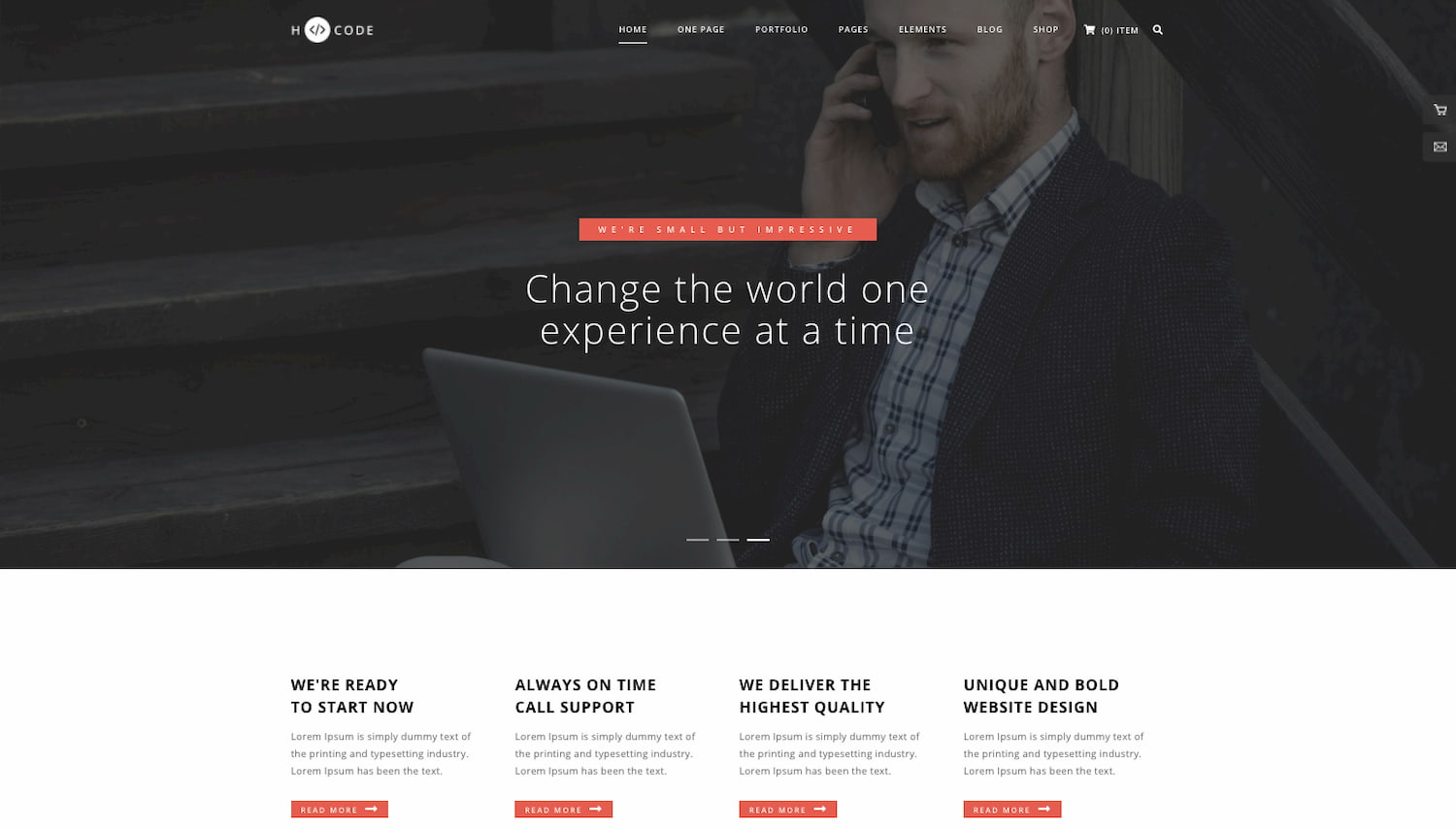 Corporate homepage demo of H-code wordpress theme