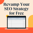 Laptop displaying a spreadsheet for SEO optimization with the text 