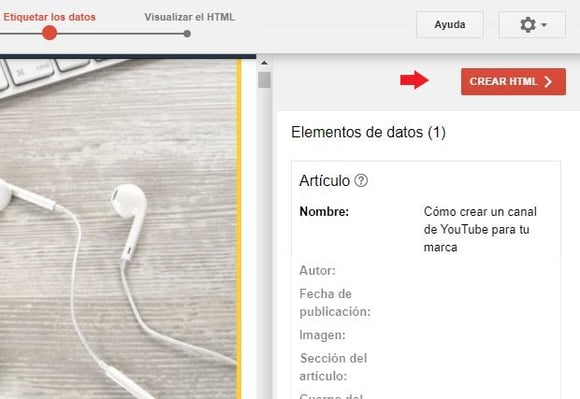 Crear HTML de marcado de datos estructurados