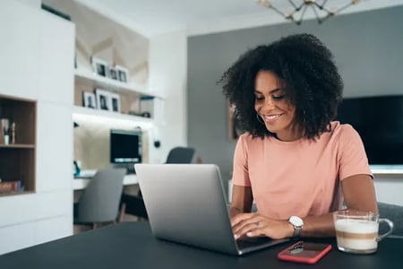Young woman studying CSS and property value functions like the CSS linear gradient function.