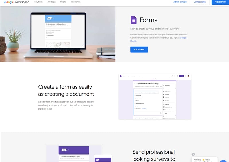 Customer feedback tools, Google Forms