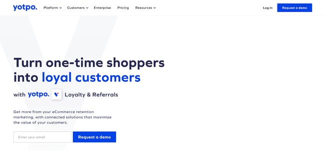 Customer feedback tools, Yotpos homepage
