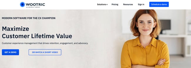 Customer feedback tools- Wootrics home page