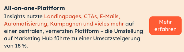 DE - By switching to Marketing Hub, Sandler Training, consolidated from six tools to one, increased adoption by 40% while gaining one full-time employees time back to focus on other tasks.