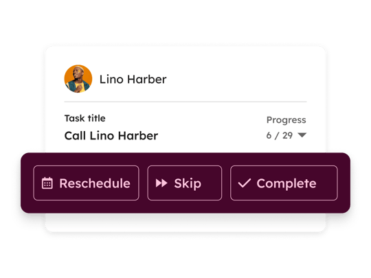 HubSpot call tracking software interface showing a user's call queue alongside the customer's contact details 