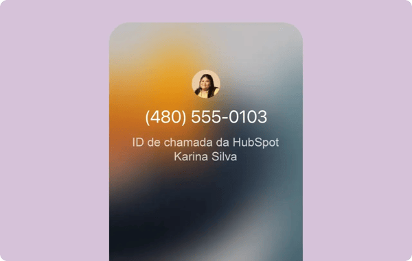 Aplicativo para dispositivos móveis da HubSpot exibindo o identificador de chamadas