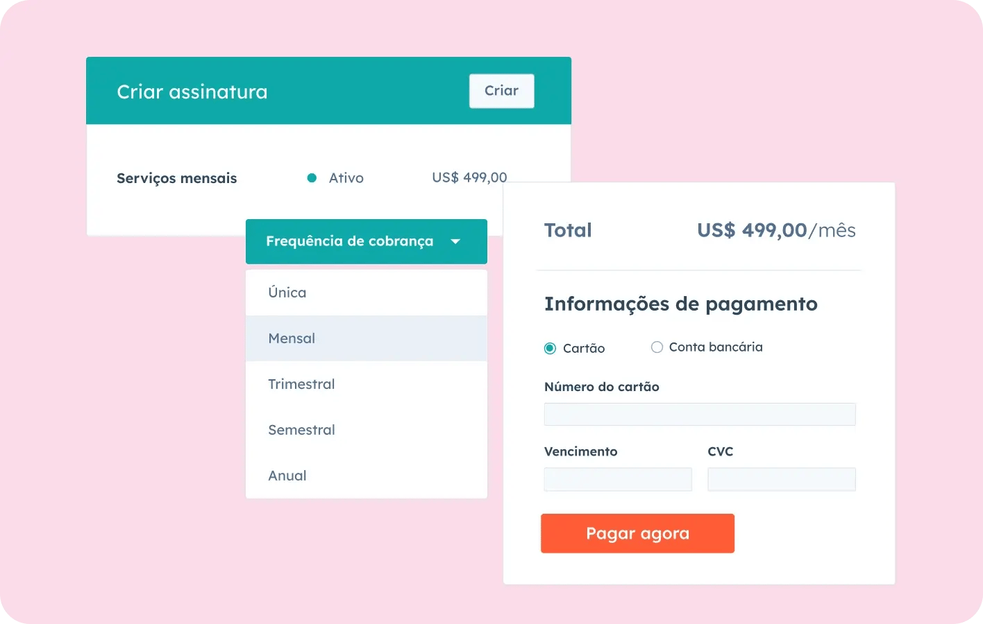crie uma assinatura no Commerce Hub da HubSpot