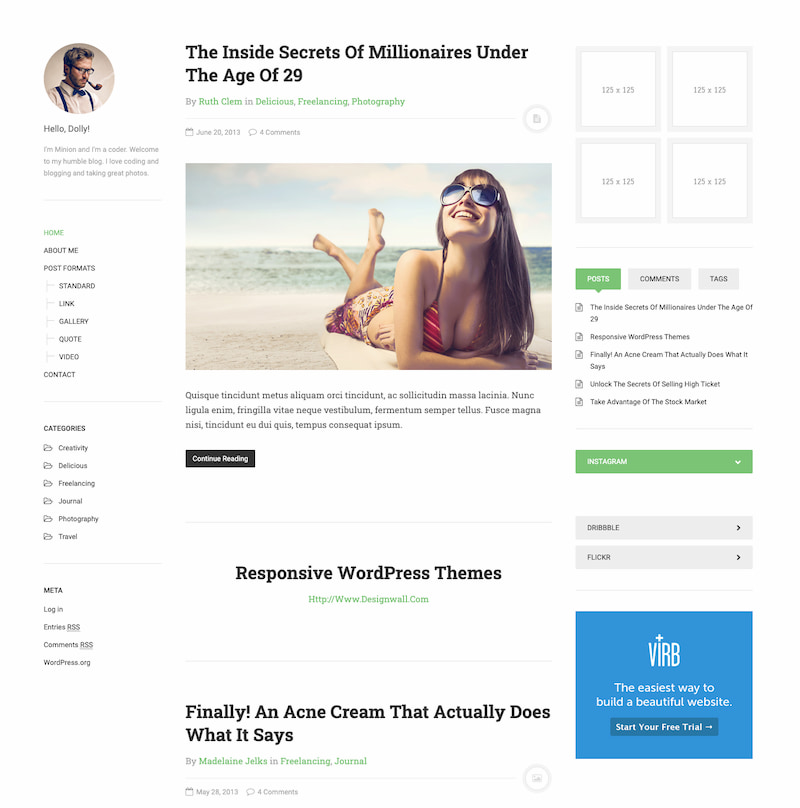 DW Minion free minimalist WordPress theme demo