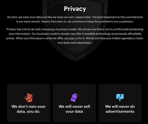 Data transparency, Zoho