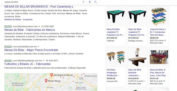 Datos estructurados- ejemplo de búsqueda de Google 