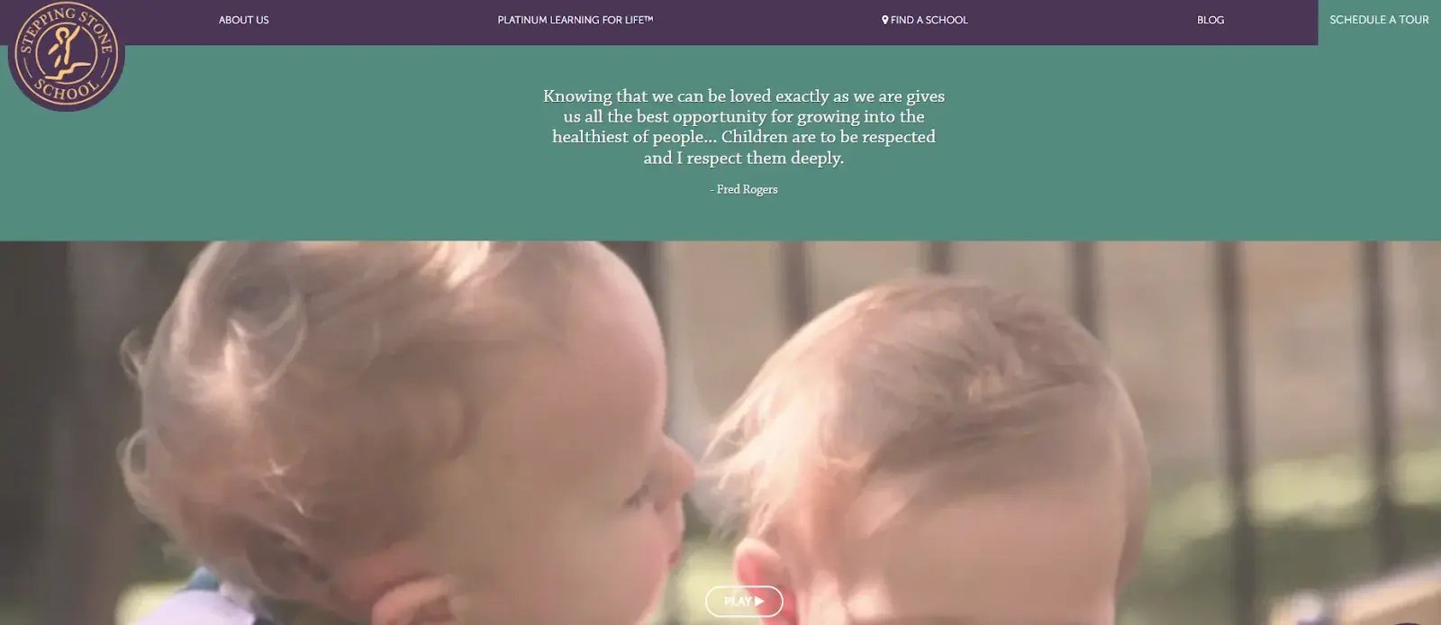 homepage for the daycare website stepping stone