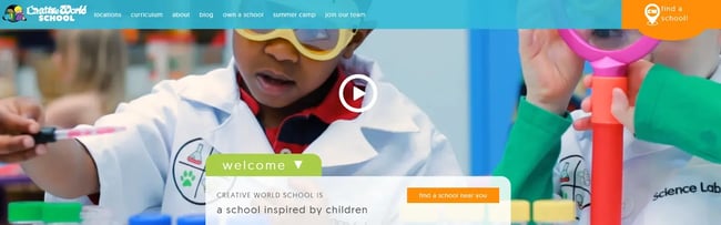 homepage for the daycare website montessori kids universe