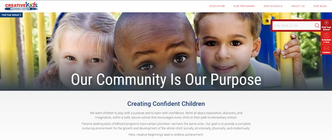 homepage for the daycare website little beginnings learning center