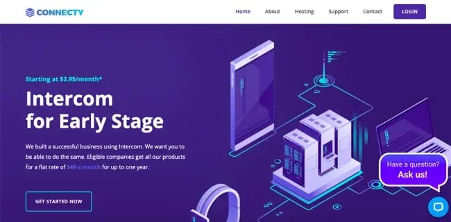 Default demo of web hosting WordPress theme Connecty