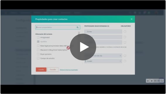 Definir propiedades requeridas para crear contacto