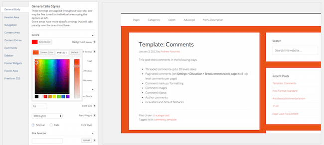 Design Palette General settings