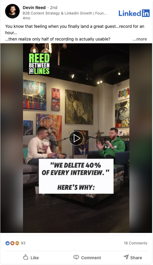 Devin Reed LinkedIn video hook