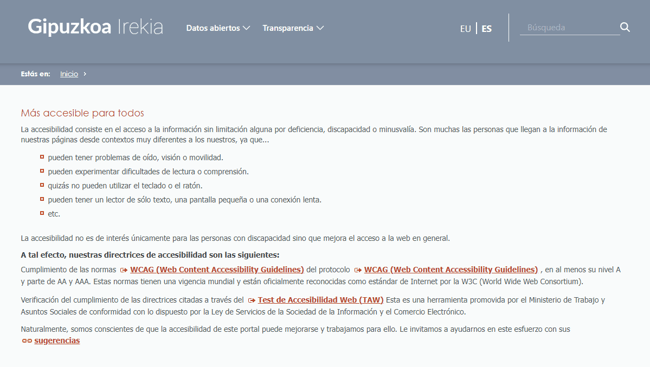 Directrices de accesibilidad de Gobierno Abierto de Gipuzkoa