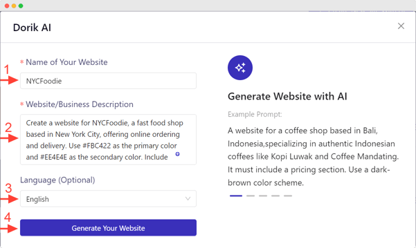 Dorik AI website creation