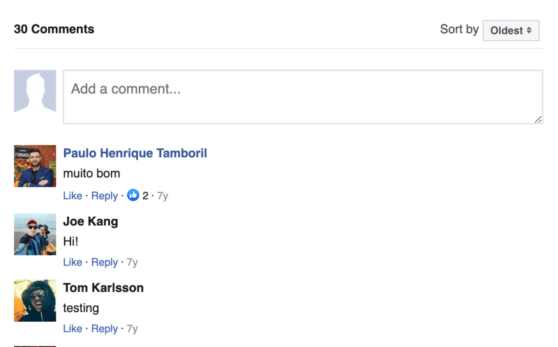 A Facebook comments section added to a site built with Gonzo theme