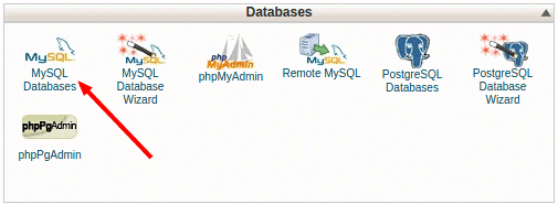 MySQL databases icon under the Databases section of a control panel