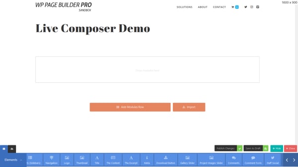 The Live composer modules fixed at the bottom of an editing screen
