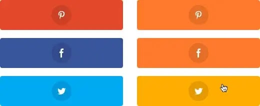 Buttons that reflect the native colors of each social network can be changed to custom colors before and on the hover