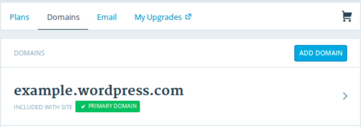 An example WordPress subdomain included in the free WordPress.com hosting service