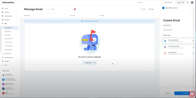 DreamHost dashboard, website hosting for nonprofits