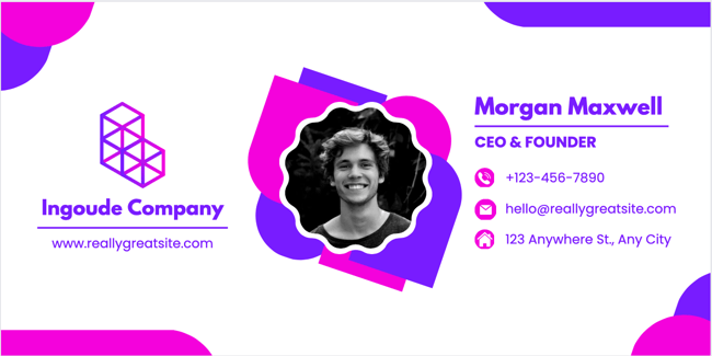 Kreative Signatur vom Canva Template Purple White Modern