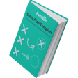 Teal sales plan template booklet with the 51³Ô¹Ï logo, featuring graphic symbols like circles and crosses, displayed against a transparent background.