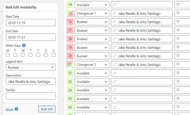 Editing booking details in WordPress dashboard via WP Simple Booking Calendar plugin; for WordPress booking plugin