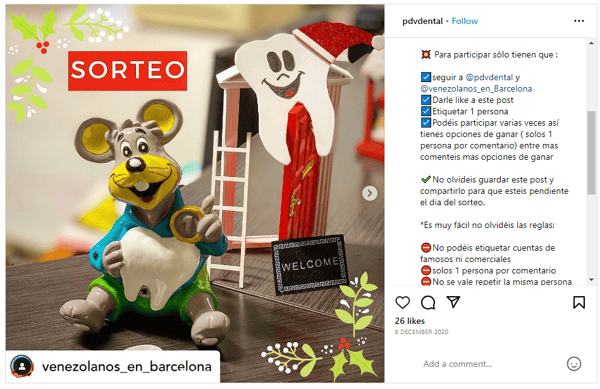 Ejemplo de dos marcas asociadas en un Instagram giveaway-1