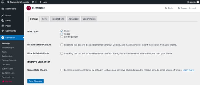 elementor wordpress:  How to use Elementor with WordPress  Elementor added to sidebar in WordPress dashboard to configure back end