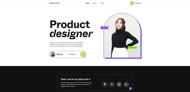 Enjoy Bonnie Hongs website with its 1980s inspired layout and design