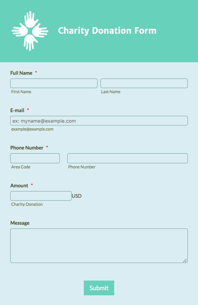 donation form template