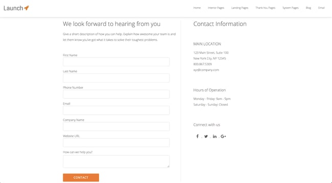 contact form template