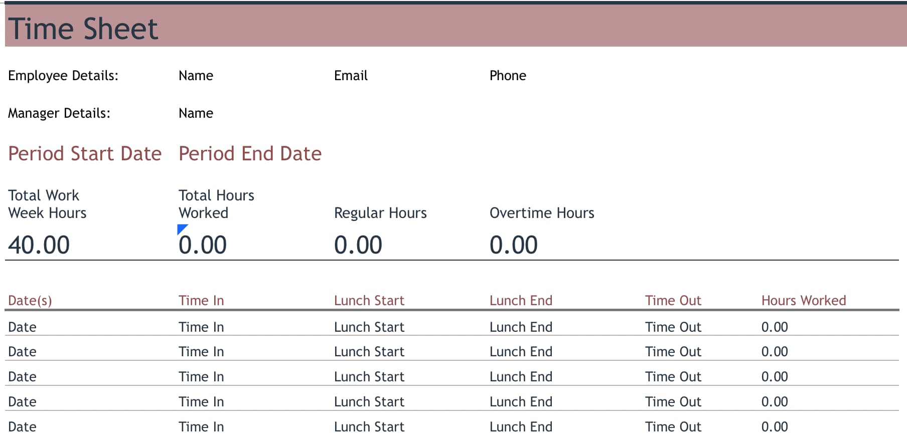 A timesheet you can create in Excel