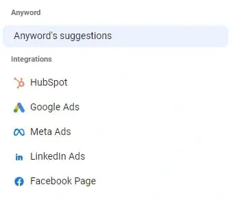 External integrations in Anyword