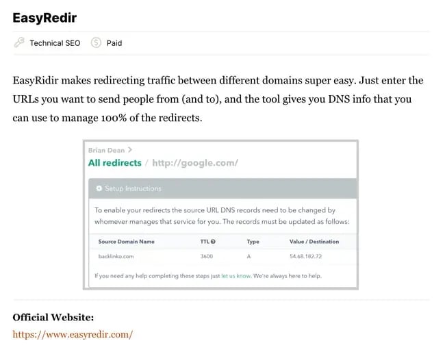 External Linking Best Practices Example: add helpful links using easyredir