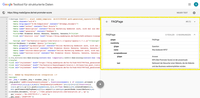 FAQ-Markup-in-google-testen