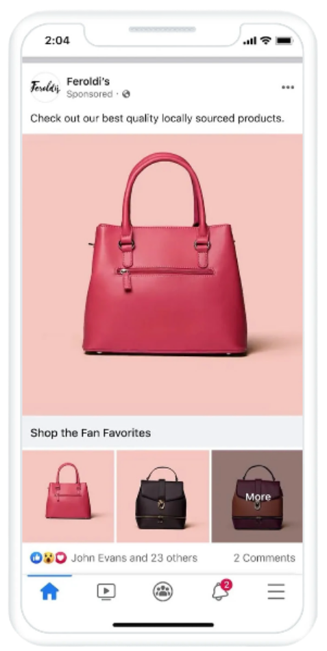 Facebook collection ad (vertical)