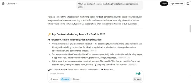 First search output by ChatGPT AI search engine, AI-generated search result by ChatGPT