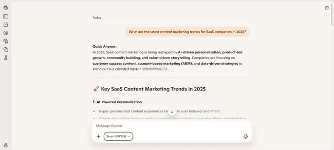 First search output by Copilot AI search engine, AI-generated search result by Copilot