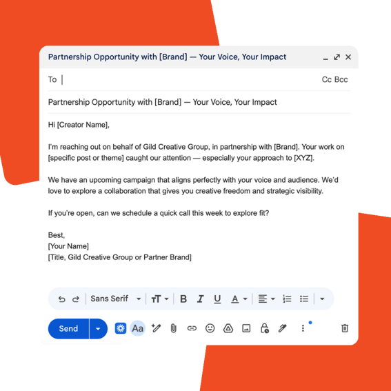 Tiffany Hardin outreach creator email template