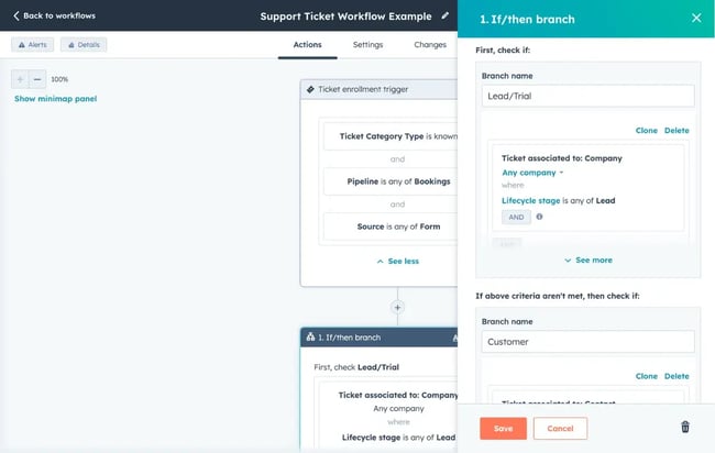 customer support automation, hubspot service hub ticket workflows