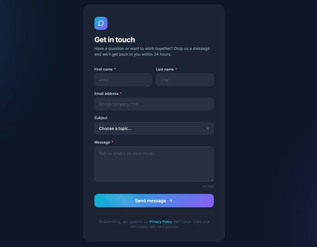 html form templates: contact form template by clinton