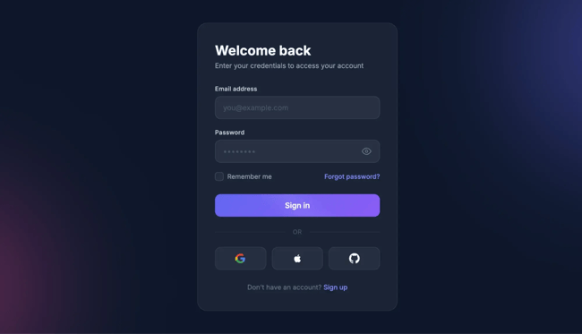 html form templates: modern dark login form by clinton joy