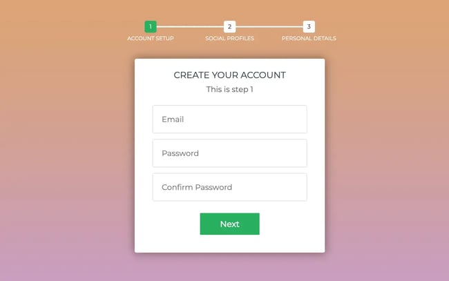 html form templates: Multi-Step Registration Form With Progress Bar by Atakan Goktepe